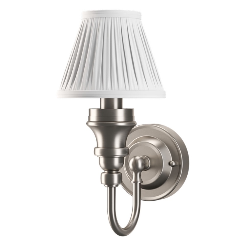 Burlington Ornate Light With Brushed Nickel Base & White Pleated Shade